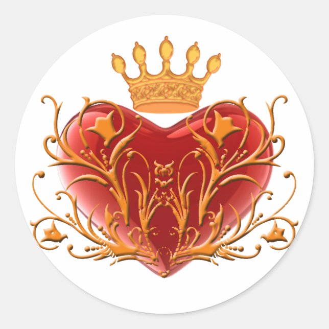 Crown Filigree Heart Stickers (Front)