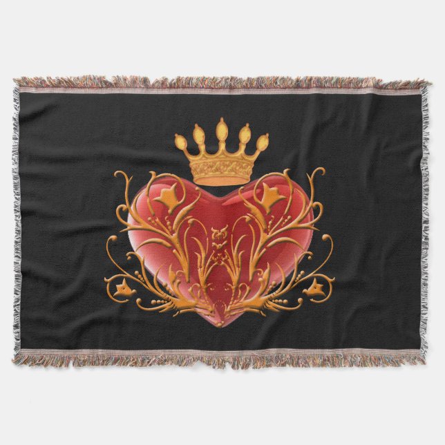 Crown Filigree Heart Throw Blanket (Front)