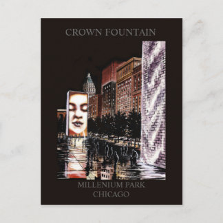 Crown Fountain Millenium Park Randsom Art Postcard