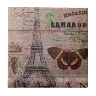 crown french bee butterfly Paris Eiffel Tower Tile