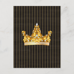 crown gold brown mustard stripes royal noble postcard