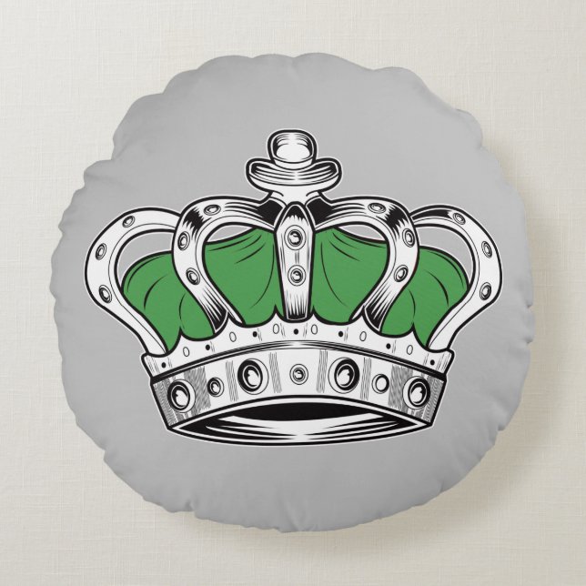 Crown - Green Round Cushion (Front)