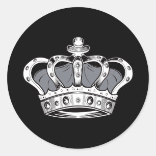 Crown - Grey  Classic Round Sticker