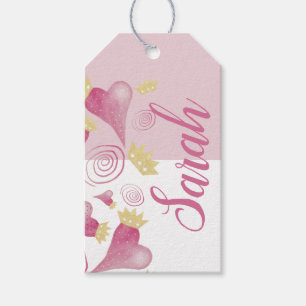 Crown Heart Pastel Blush Watercolor Monogrammed Gift Tags