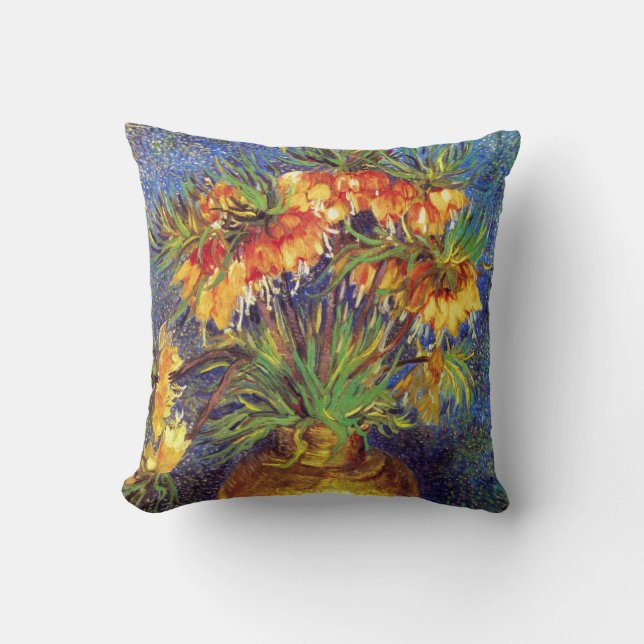 Crown Imperial Fritillaries in a Copper Vase Cushion (Front)