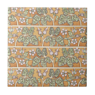Crown Imperial Orange Art Nouveau Ceramic Tile