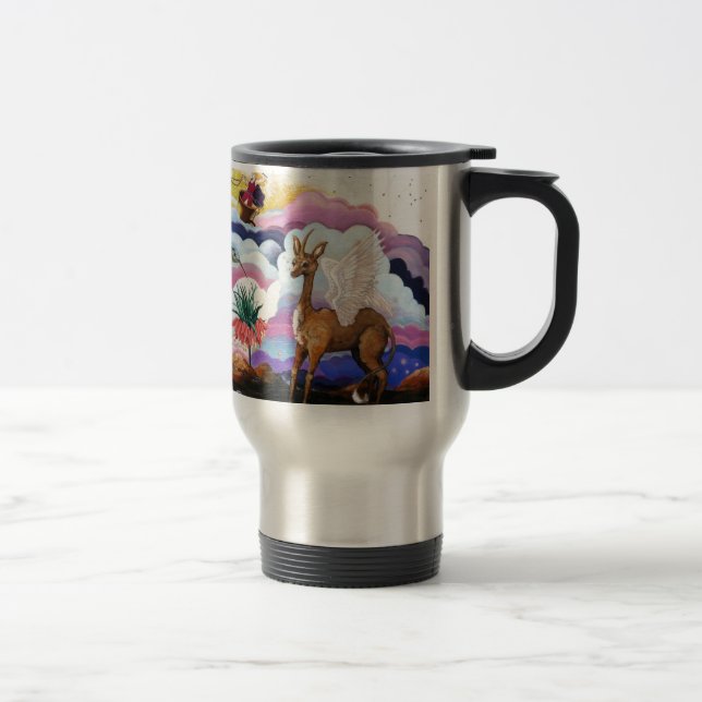 "Crown Imperial" Unicorn and Hummingbird Travel Mug (Right)