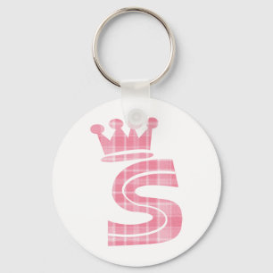 CROWN INITIALS PINK S KEY RING