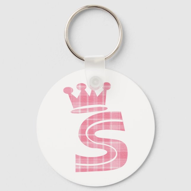 CROWN INITIALS PINK S KEY RING (Front)