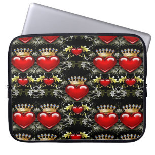 Crown Jewel Hearts Pattern Laptop Sleeve