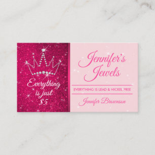 Crown Jewellery Accessories Sparkle Pink Bling Lad Business Card