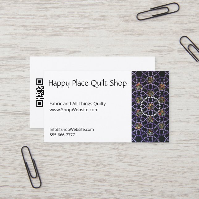 Crown Jewels Quilt Fully Customisable Biz Cards (Front/Back In Situ)