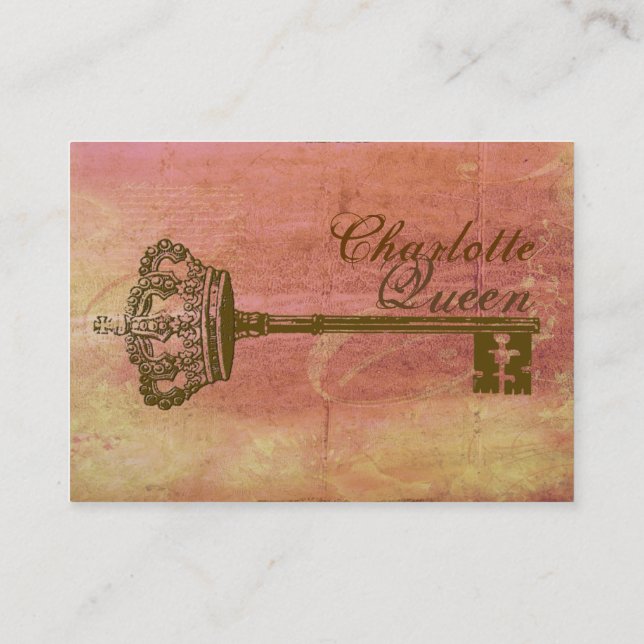 Crown & Key Vintage Style Elegant Business Cards (Back)