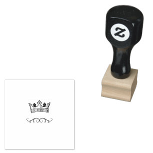 Crown King Moustache Barbershop Logo Rubber Stamp