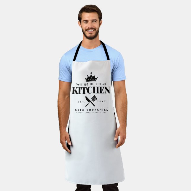 Crown King of The Kitchen Foodie Dad Personalised Apron (Worn)