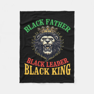 Crown Lion Black Father Black Leader Black King Da Fleece Blanket