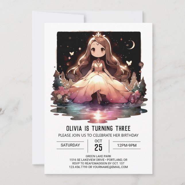 Crown Minimalist Princess Birthday Invitation (Front)