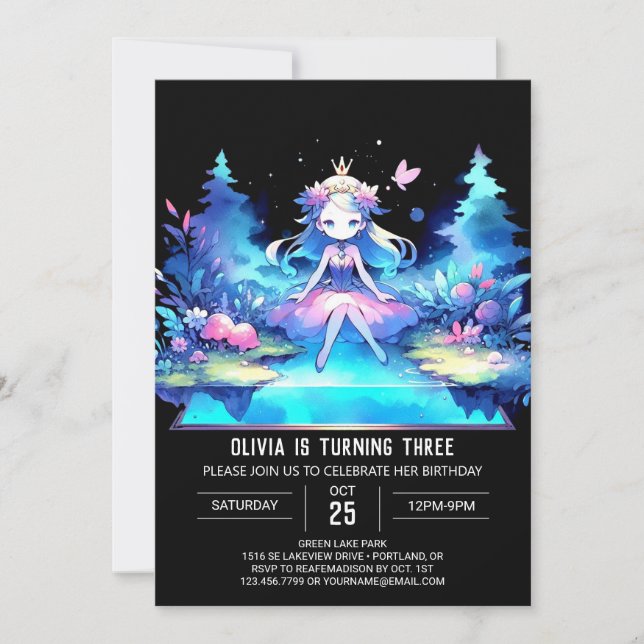 Crown Modern Princess Birthday Invitation (Front)