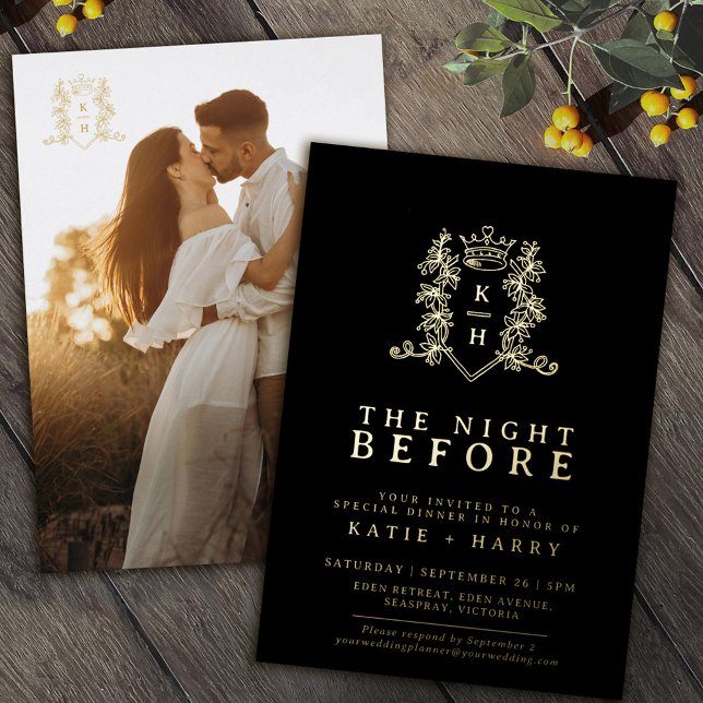 Crown monogram gold black wedding the night before (Creator Uploaded)