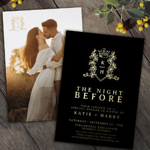 Crown monogram gold black wedding the night before