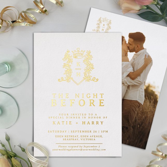 Crown monogram gold wedding the night before (Creator Uploaded)