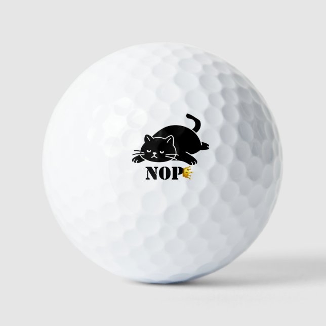 Crown NOPE Black Cat Funny for Cat Lovers Golf Balls (Front)