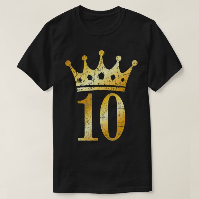 Crown Number 10 (Antique Yellow) 10th Birthday  T-Shirt (Design Front)