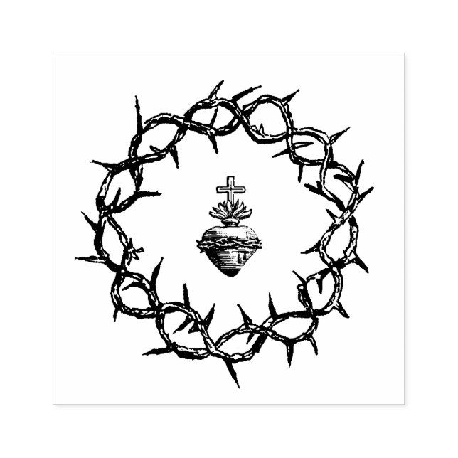 Crown of Thorn Sacred Heart of Jesus Religious Rubber Stamp (Imprint)