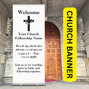 Crown of thorns, Cross Logo Church Retractable Banner