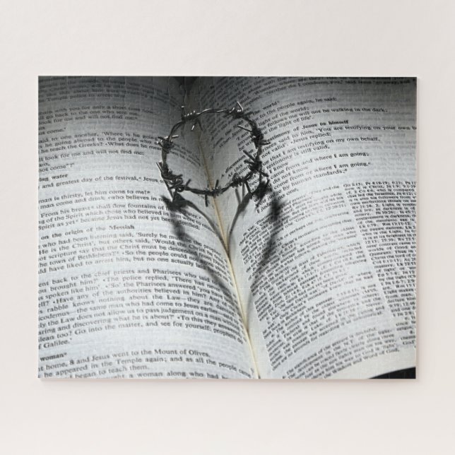 Crown of Thorns Heart and Bible Jigsaw Puzzle (Horizontal)