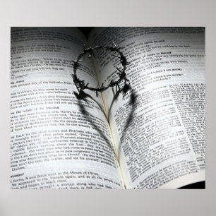Crown of Thorns Heart and Bible Poster