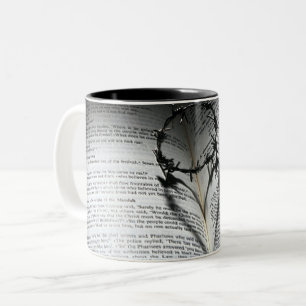 Crown of Thorns Heart and Bible Two-Tone Coffee Mug