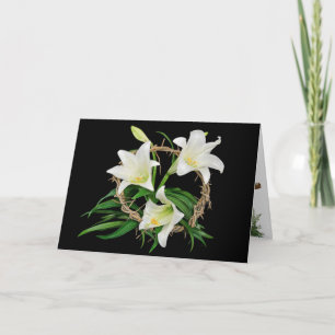 Crown Of Thorns In Easter Lilies Holiday Card
