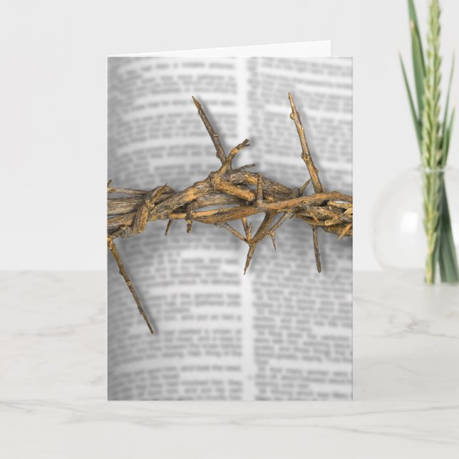 Crown Of Thorns On Bible Holiday Card (Front)