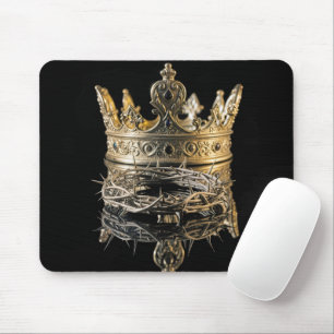 Crown of Thorns With King's Gold Crown Mouse Mat