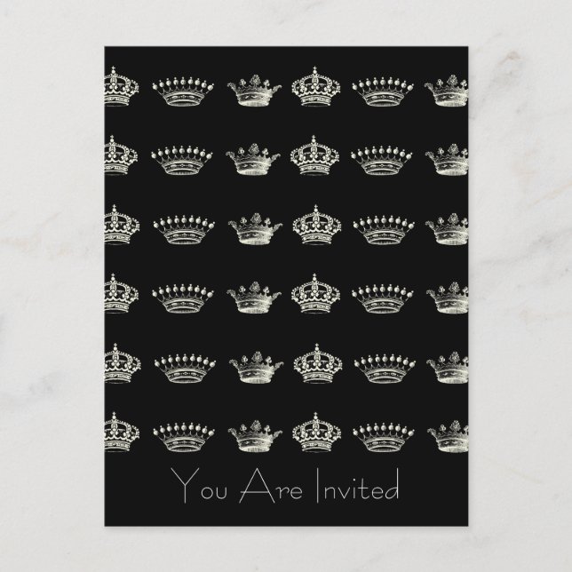 Crown Pattern in White Invitation Postcard (Front)