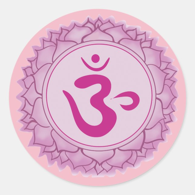 Crown Pink chakra Classic Round Sticker, Glossy Sticker (Front)