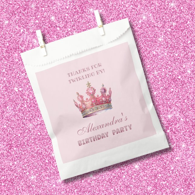 Crown Pink Fairytale Princess Birthday Thank You Favour Bags (Creator Uploaded)