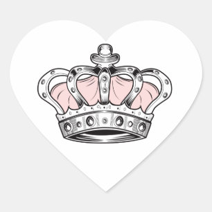 Crown - Pink Heart Sticker