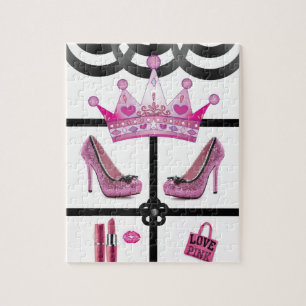 crown pink white black jigsaw puzzle