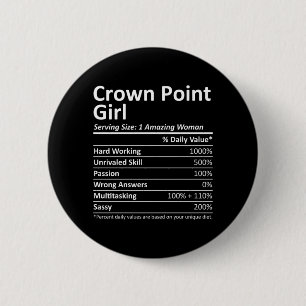 Crown Point Girl In Indiana Funny City Home Roots 6 Cm Round Badge