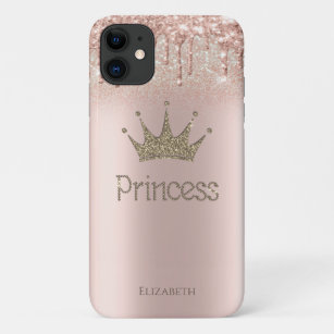 Crown Princess Rose Gold Glitter Drips Bokeh Case-Mate iPhone Case