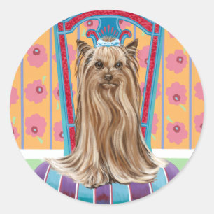 Crown Princess Yorkie Classic Round Sticker