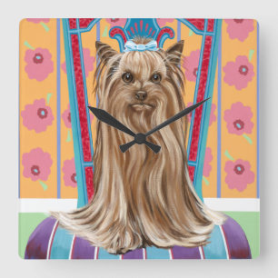 Crown Princess Yorkie Square Wall Clock