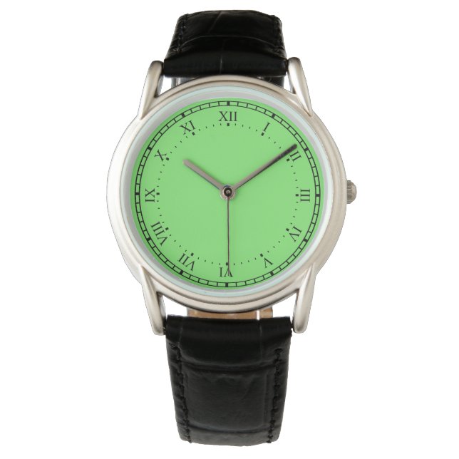 Crown Protector Black and Green Leather Watch (Front)