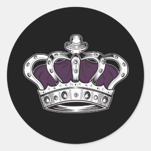 Crown - Purple Classic Round Sticker