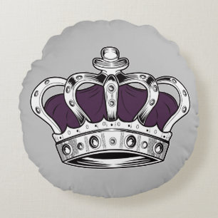 Crown - Purple Round Cushion