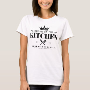 Crown Queen of The Kitchen Lady Chef Personalised T-Shirt