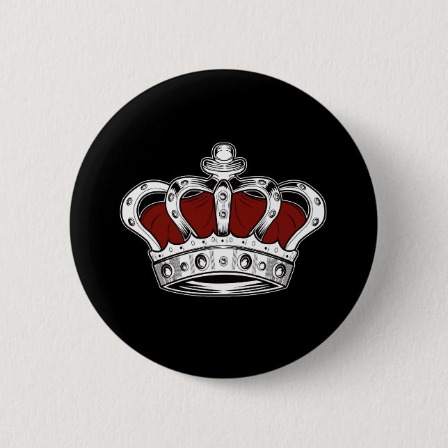 Crown - Red 6 Cm Round Badge (Front)