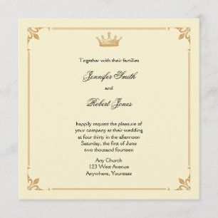 Crown Regency in Gold and Ivory Wedding Invitation